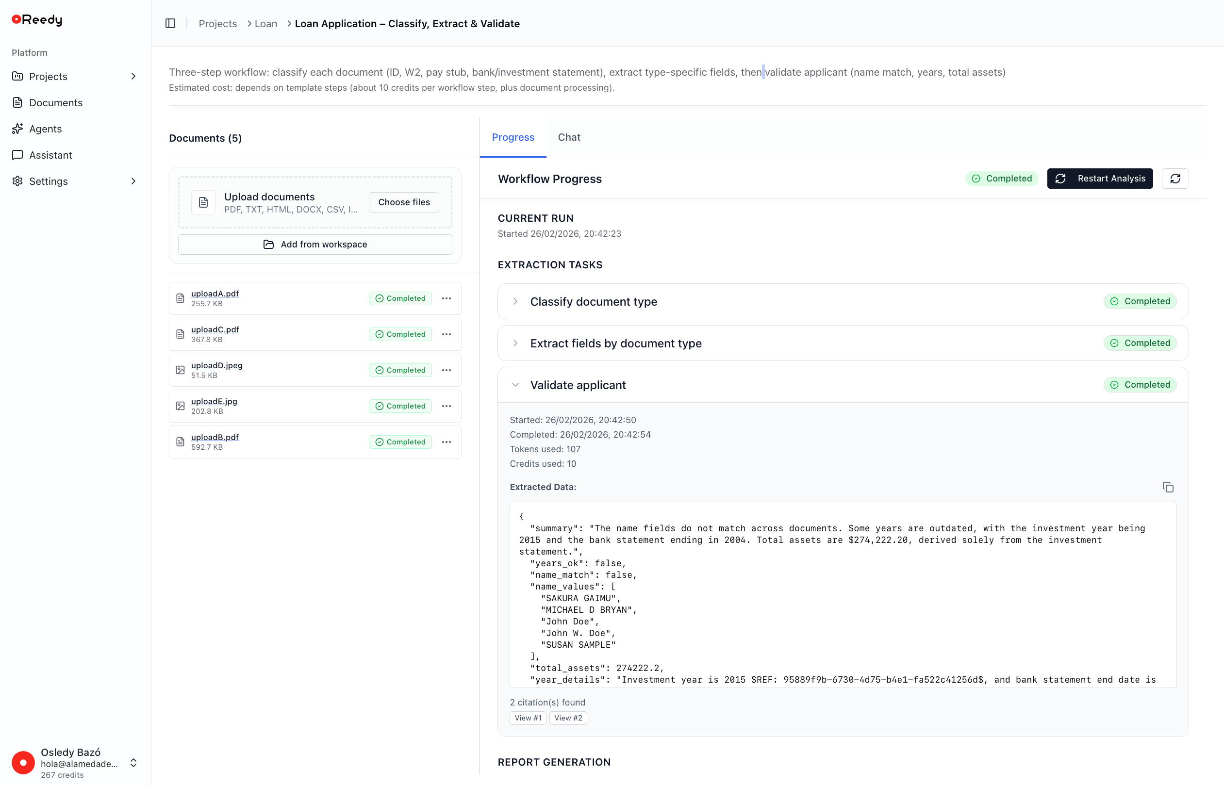 Financing intake agent workflow